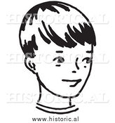June 18th, 2014: Illustration of a Smiling Little Boy - Retro Black and White Version by Al